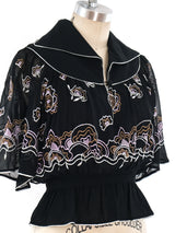 Janice Wainwright Floral Embroidered Peplum Top Top arcadeshops.com