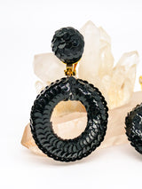 Black Sequin Hoop Earrings Accessory arcadeshops.com