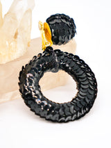Black Sequin Hoop Earrings Accessory arcadeshops.com