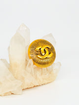 Chanel Textured Logo Button Brooch Accessory arcadeshops.com