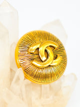 Chanel Textured Logo Button Brooch Accessory arcadeshops.com