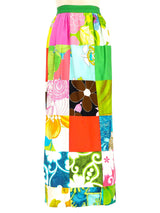 Neon Patchwork Maxi Wrap Skirt Bottom arcadeshops.com