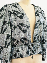 Silver Lurex Puff Sleeve Jacket Jacket arcadeshops.com
