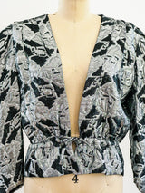 Silver Lurex Puff Sleeve Jacket Jacket arcadeshops.com