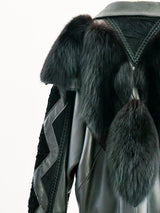 Removable Sleeve Leather and Fur Jacket Jacket arcadeshops.com