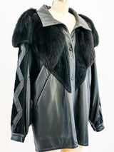Removable Sleeve Leather and Fur Jacket Jacket arcadeshops.com