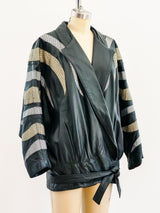 Metallic Flame Leather Jacket Jacket arcadeshops.com