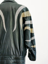 Metallic Flame Leather Jacket Jacket arcadeshops.com