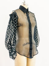 Gianfranco Ferre Chiffon Open Shoulder Shirt Top arcadeshops.com
