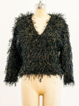 Metallic Thread Shag Sweater Top arcadeshops.com