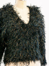 Metallic Thread Shag Sweater Top arcadeshops.com