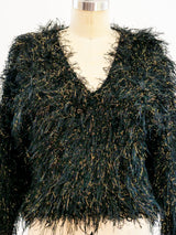 Metallic Thread Shag Sweater Top arcadeshops.com