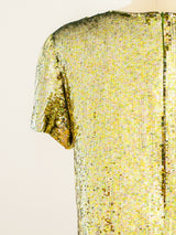 Neil Bieff Chartreuse Sequin Mini Dress Dress arcadeshops.com