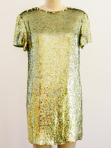 Neil Bieff Chartreuse Sequin Mini Dress Dress arcadeshops.com