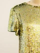 Neil Bieff Chartreuse Sequin Mini Dress Dress arcadeshops.com
