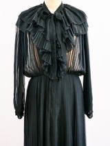 Chanel Pleated Chiffon Gown Dress arcadeshops.com