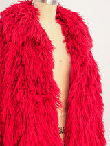 Red Shag Yarn Jacket Top arcadeshops.com