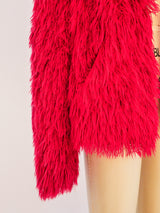 Red Shag Yarn Jacket Top arcadeshops.com