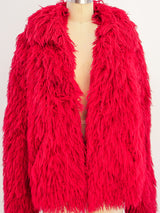 Red Shag Yarn Jacket Top arcadeshops.com