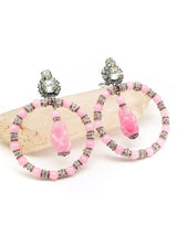 Pink Beaded Hoop Earrings Jewelry arcadeshops.com