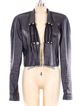 Black Leather Cropped Jacket Jacket arcadeshops.com