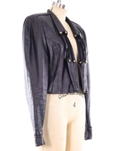 Black Leather Cropped Jacket Jacket arcadeshops.com