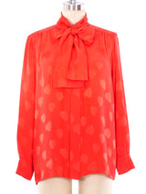 Yves Saint Laurent Heart Jacquard Silk Blouse Top arcadeshops.com