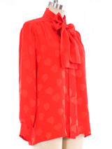 Yves Saint Laurent Heart Jacquard Silk Blouse Top arcadeshops.com