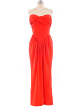 Oscar de la Renta Red Silk Strapless Gown Dress arcadeshops.com