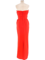 Oscar de la Renta Red Silk Strapless Gown Dress arcadeshops.com
