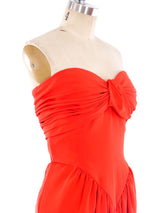 Oscar de la Renta Red Silk Strapless Gown Dress arcadeshops.com