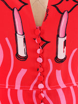 Valentino Zandra Rhodes Lipstick Print Dress Dress arcadeshops.com