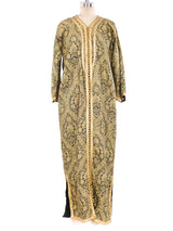 Button Front Metallic Brocade Caftan Dress arcadeshops.com