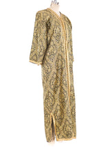 Button Front Metallic Brocade Caftan Dress arcadeshops.com