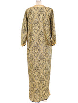 Button Front Metallic Brocade Caftan Dress arcadeshops.com