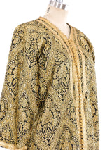 Button Front Metallic Brocade Caftan Dress arcadeshops.com