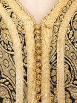 Button Front Metallic Brocade Caftan Dress arcadeshops.com