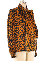 Yves Saint Laurent Leopard Printed Silk Blouse Top arcadeshops.com
