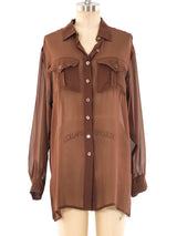 Yves Saint Laurent Silk Chiffon Blouse Top arcadeshops.com