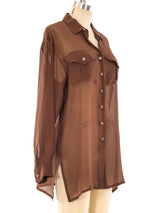 Yves Saint Laurent Silk Chiffon Blouse Top arcadeshops.com