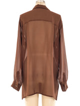 Yves Saint Laurent Silk Chiffon Blouse Top arcadeshops.com
