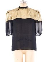 Gold Lamé and Chiffon Blouse Top arcadeshops.com
