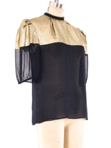 Gold Lamé and Chiffon Blouse Top arcadeshops.com