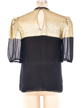 Gold Lamé and Chiffon Blouse Top arcadeshops.com