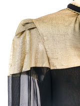 Gold Lamé and Chiffon Blouse Top arcadeshops.com