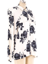 Escada Rose Printed Silk Blouse Top arcadeshops.com