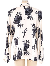 Escada Rose Printed Silk Blouse Top arcadeshops.com