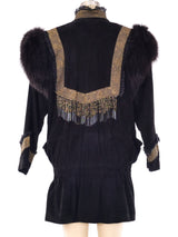 Fur Trimmed Suede Jacket Jacket arcadeshops.com