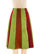 Colorblock Suede Snap Front Skirt Bottom arcadeshops.com