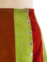 Colorblock Suede Snap Front Skirt Bottom arcadeshops.com